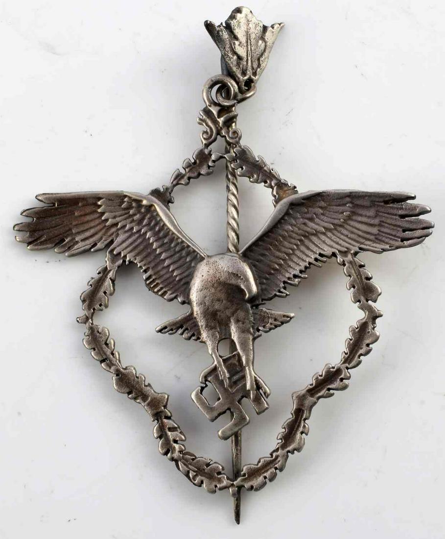 WWII GERMAN THIRD REICH LUFTWAFFE FEMALE PILOT PIN: Stamped 900 silver below number 81, LN makers mark, very good original condition.