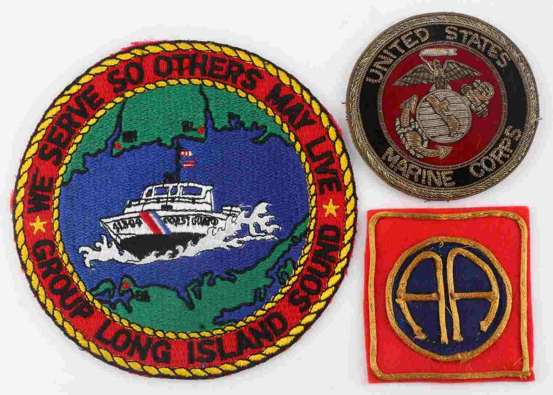 LOT OF 3 US MILITARY PATCHES AIRBORNE MARINES NAVY: Lot features USN Viet Nam Era Coast Guard Group Long Island Sound Pocket Patch. The dimensions are 6” in diameter. The front reads ‘We Serve So Others May Live Group Long Island Sound Coast Guard 
