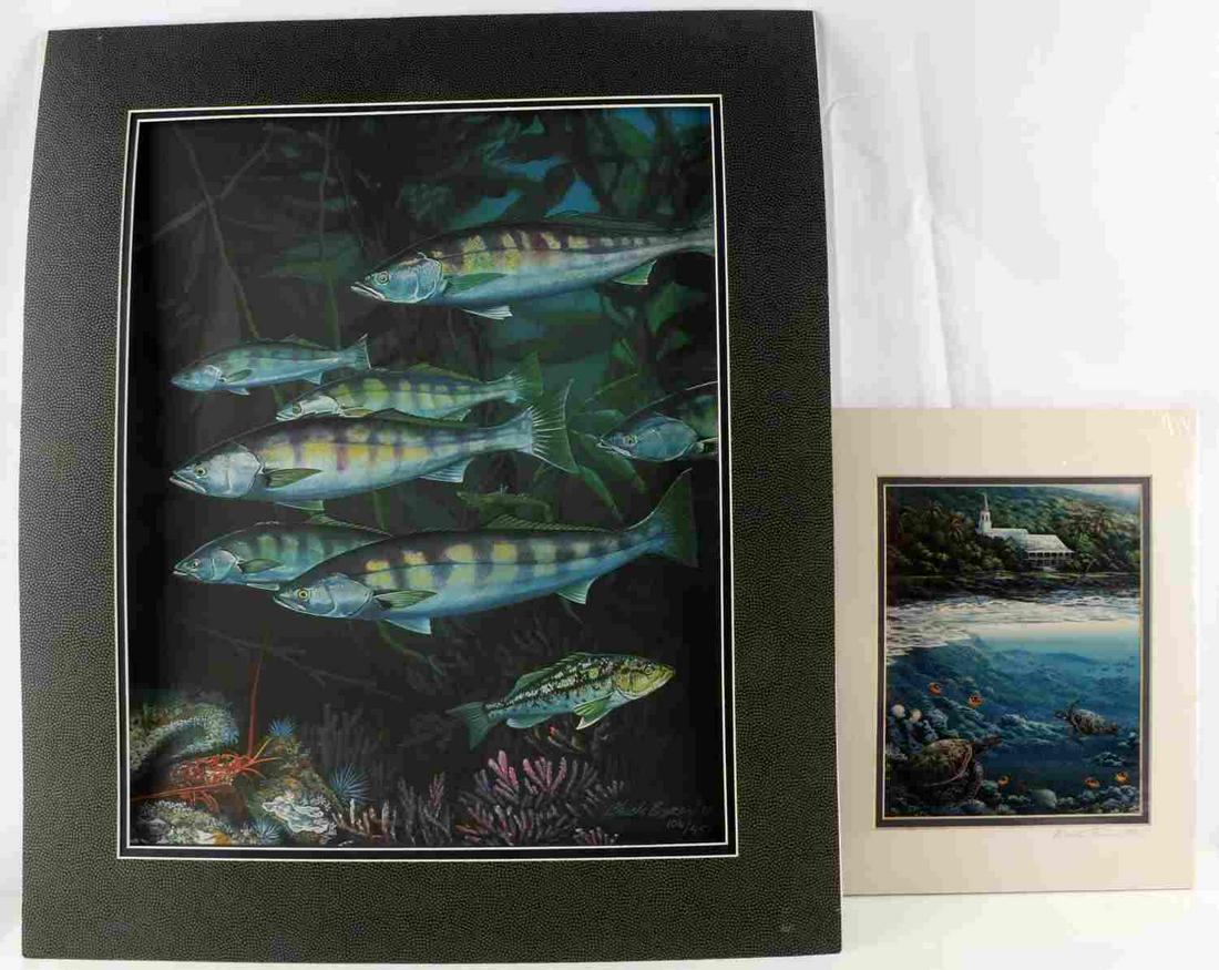 CHUCK BYRON & ROBERT THOMAS SIGNED LE PRINTS: 2 signed limited edition prints. One by Chuck Byron (1998, LE 106/450, ink signed) measures 26x22 and the other by Robert Thomas (1989, pencil signed) measures 11x14 inches. Both in very good conditio
