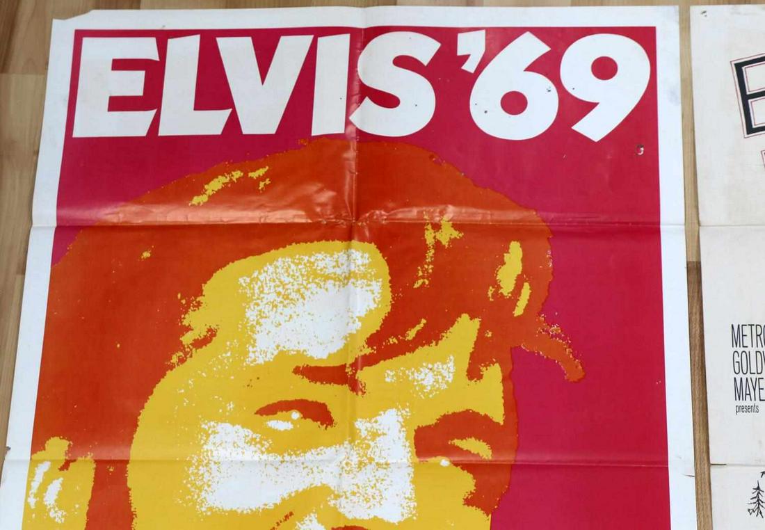 LOT OF 2 RARE VINTAGE ELVIS THEATRICAL ONE SHEETS: Lot of TWO (2) vintage original Elvis Presley theatrical one-sheet movie posters, includes "KISSIN' COUSINS" and "THE TROUBLE WITH GIRLS". Each measures approx. 27 X 41 inches. Some foxing, pinholes p