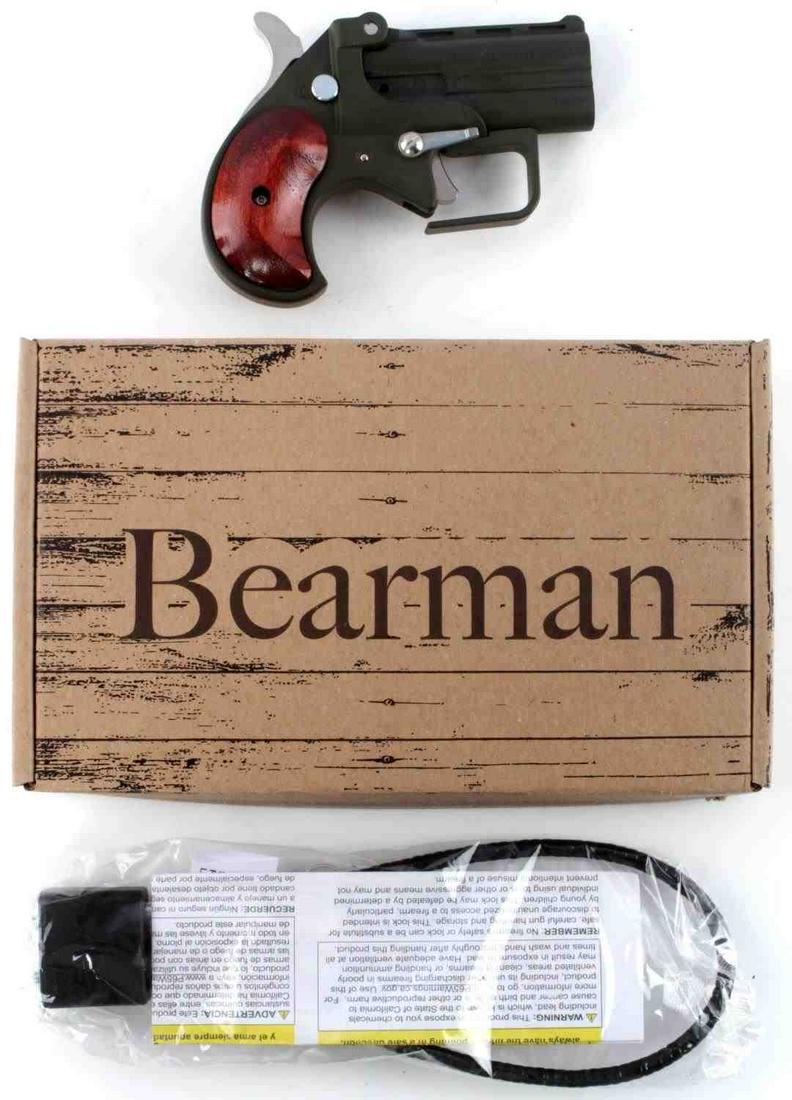 BEARMAN DERRINGER .380 MODEL BBG380 NEW IN BOX: Bearman Derringer .380 AUTO Model BBG380 Guardian New in Box. Accompanied by gun lock. Green finish with rosewood grips. No international shipping. FFL required for transfer. Caliber: .380 AUTO Serial
