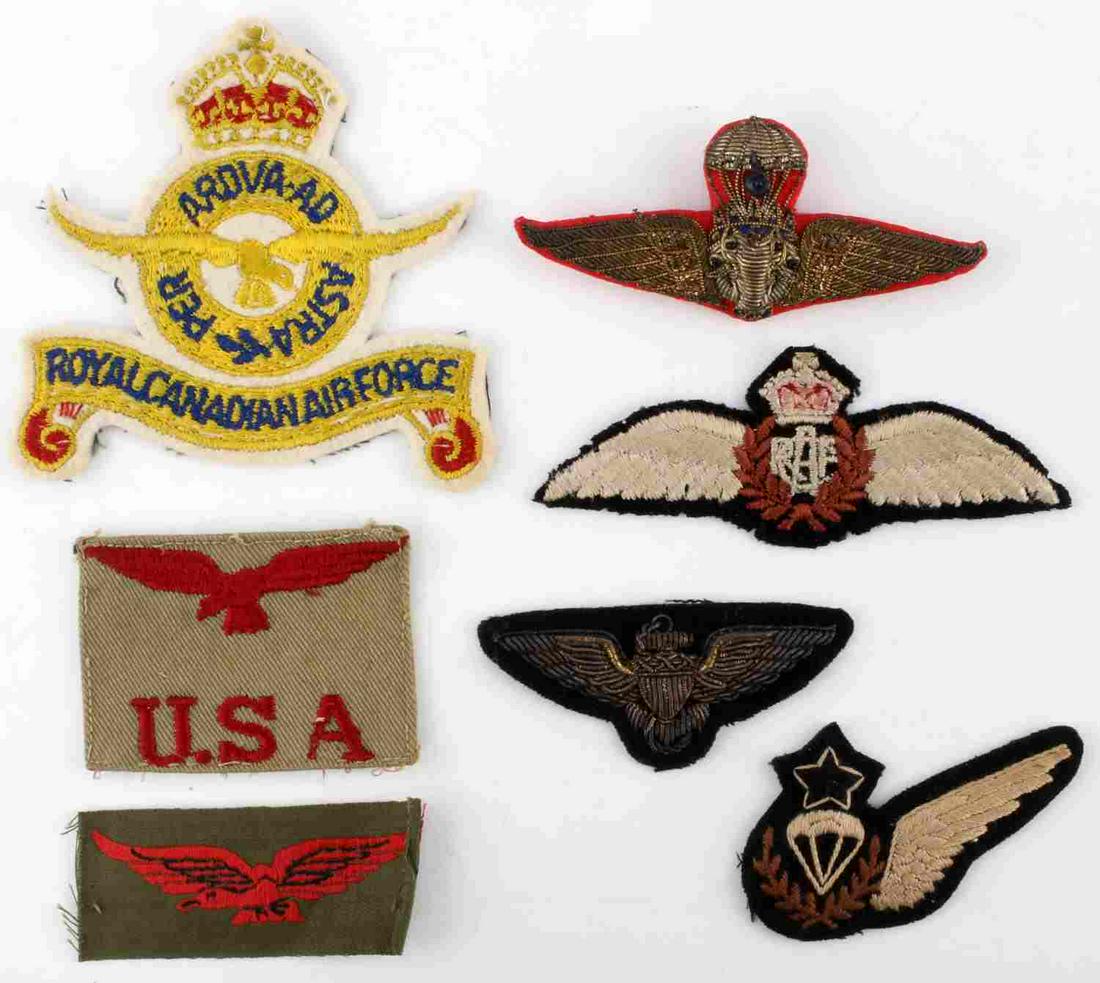 PRE & POST WWII JUMP WINGS THAILAND US RAF: Cloth and bullion, include 1950's Thai set in bullion, USN in bullion, US cloth Canadian and British.