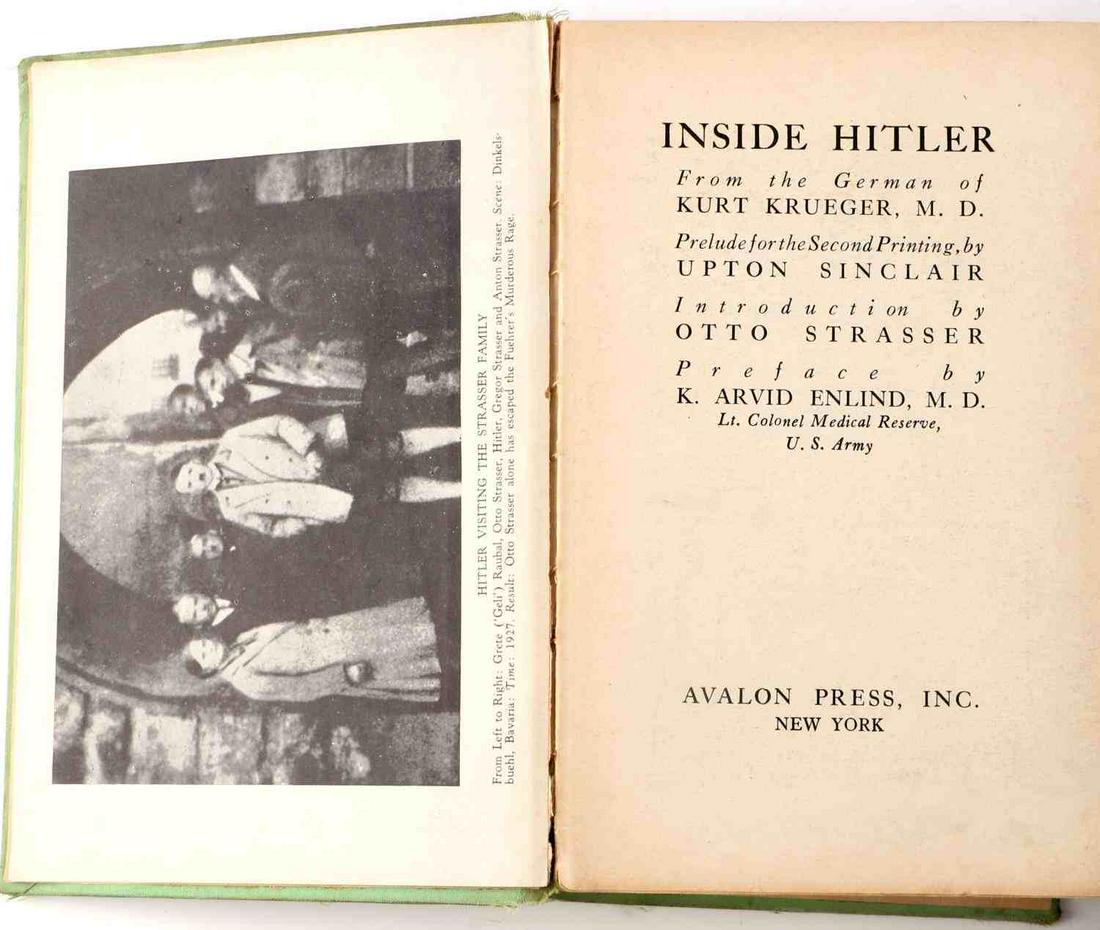 2 WWII GERMAN ADOLF HITLER BOOKS W INSIDE HITLER: 2 Hitler books: Inside Hitler, 2nd printing, 1942, from the German of Kurt Krueger, MD, Avalon Press, NY, and Hitler's Spies - German Military Intelligence in WWII by David Khan, 1978, Macmillan Publi