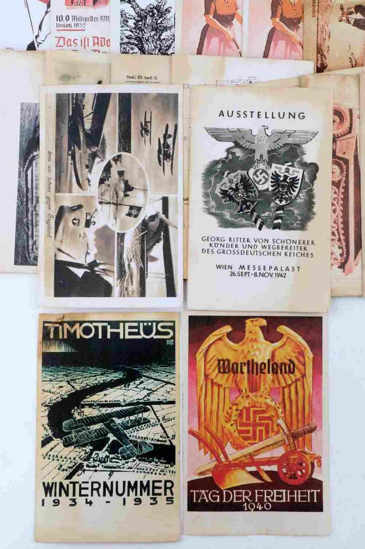LOT OF 27 WWII GERMAN THIRD REICH POSTCARDS: Lot of 27 WWII German Third Reich Postcards, all measure approx. 3.75 X 5.75 inches. Various designs and subject matter including Panzer Tanks & anti Semitic propaganda. Mild to moderate amount of sta