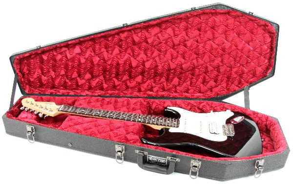 2005 MEXICAN FENDER STRATOCASTER WITH COFFIN CASE: 2005 Fat Strat in very good condition with play wear and 1 inch chip to rear. sn MZ 5127915. Case in very good condition.