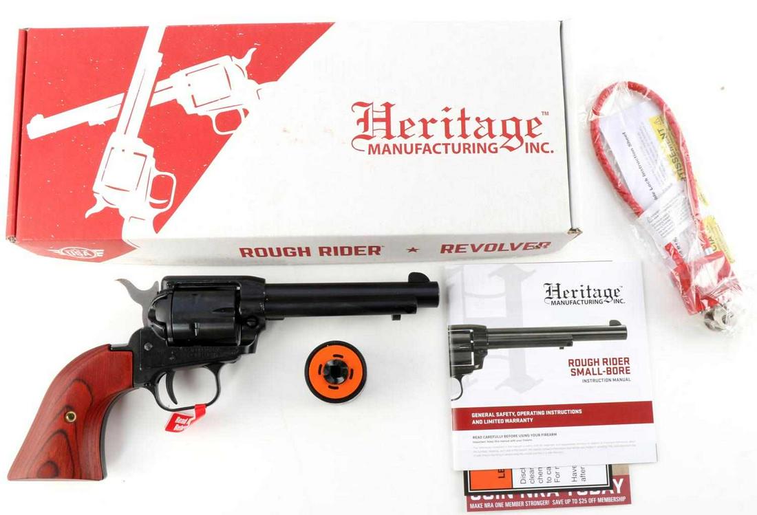 HERITAGE MFG ROUGH RIDER .22LR REVOLVER: Heritage Manufacturing inc. rough rider .22 revolver, brand new in box. Comes with extra cylinder for .22wmr. FFL required for transfer. No international shipping. Caliber: .22 Serial #: 3PH171826 Thi