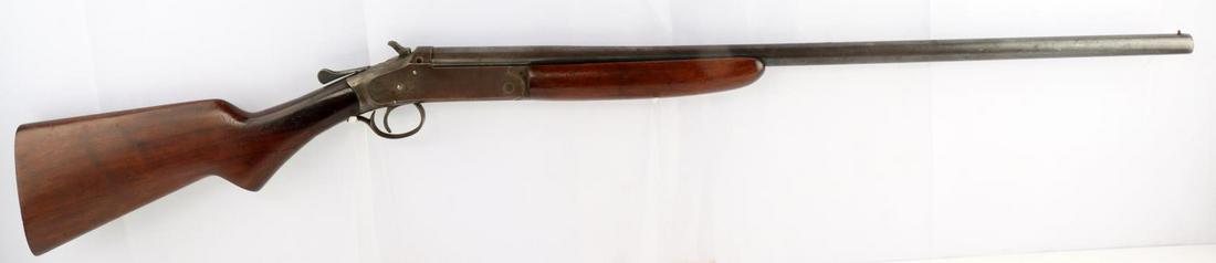 IVER JOHNSON CHAMPION 16 GA SINGLE SHOT SHOTGUN: Features a 28 inch barrel with bright clean bore, maker marked to left side receiver, '16 gauge full choke barrel and lug forged in one' marked to top of barrel, wood stocks, scattered patina, bead fr