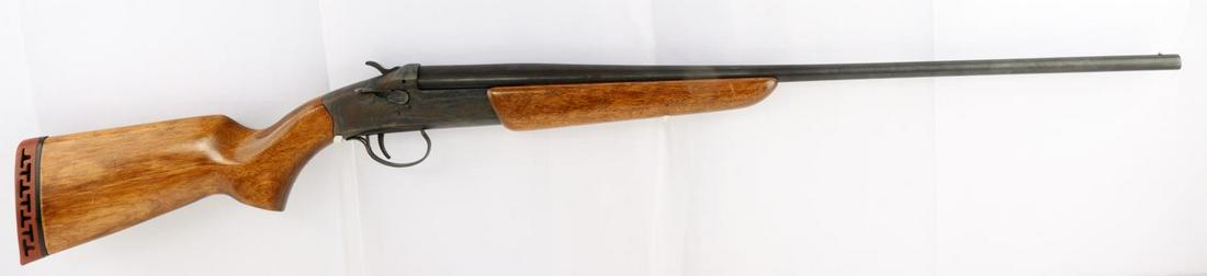 STEVENS MODEL 940A SINGLE SHOT .410 GA SHOTGUN: 26 inch barrel with very bright clean bore, case hardened receiver with maker mark to left side and etched dog scene to right side, 'Selected Forged Steel proof tested .410 gauge 3 inch chamber' marke