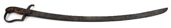 BRITISH PATTERN 1796 DRAGOON SABER: British pattern 1796 light cavalry "dragoon" saber. Iron backstrap and pommel, reverse "P" knuckle-bow and quillon with langets. Marked "R.I.M. 24.22." on quillon, with British proof marks on langet. 