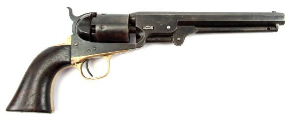 COLT MODEL 1851 NAVY REVOLVER MANUFACTURED 1863: Colt Model 1851 Navy .36 caliber percussion revolver. Serial number indicates manufacture in 1863. All serial numbers are matching. Top of barrel has the standard one line New York address. The left s