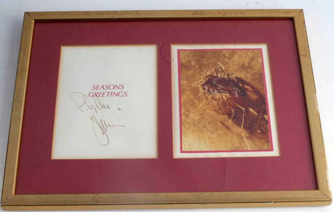 JAMIE WYETH AUTOGRAPH SIGNATURE AND ART PRINT: James Browning Wyeth (born July 6, 1946) is a contemporary American realist painter, son of Andrew Wyeth, and grandson of N.C. Wyeth. Artistic heir to the Brandywine School tradition. Greeting card pr