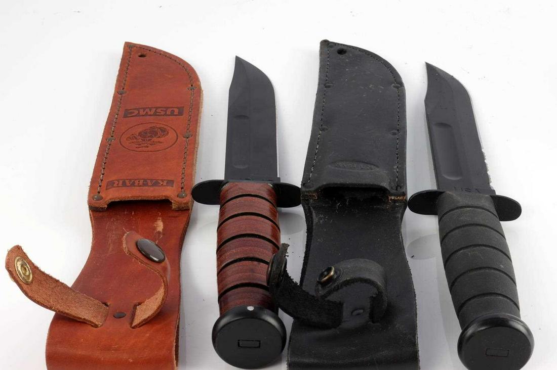 2 KA BAR KNIFE LOT 1217 USMC & 1211 UTILITY: Th USMC blade is as new, the 1211 has been gently used.