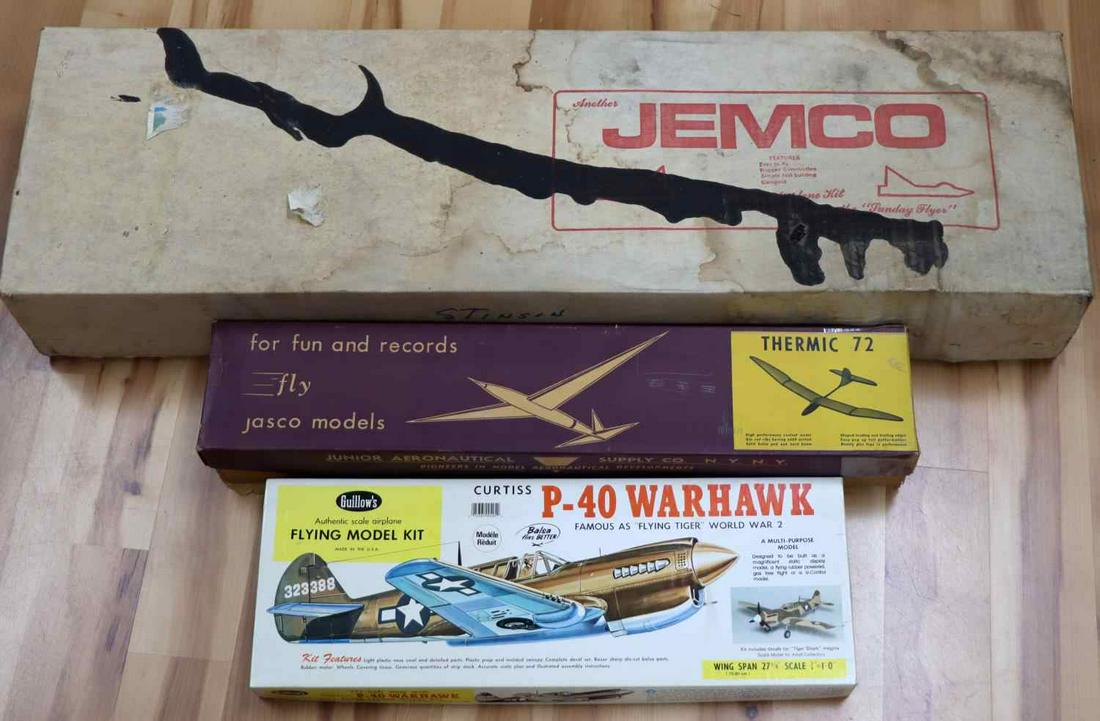 STERLING STINSON P 40 WARHAWK THERMIC 72 AIRPLANE: When examining they appear to have been tampered with, they may be complete but could be short. Sold as is.