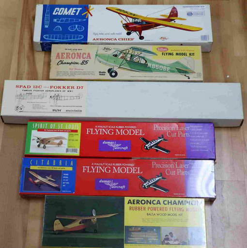6 Vintage Rubber & Gas Power Model Airplane Kits