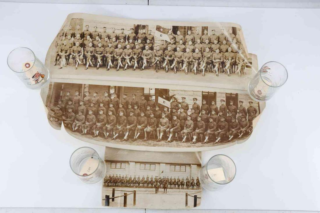3 WWI YARDLONG CAVALRY COMPANY PHOTOGRAPH: One mounted and 2 seated, Kansas City photographer, less than a yard but Yardlong style, the 2 lesser have edge tears.