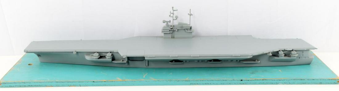 VIETNAM COMET RECOGNITION SHIP MODEL USS FORRESTAL: All metal Scale 1/500, 24 1/2 inches, has board but not attached, approved 1956, complete and very good original condition.