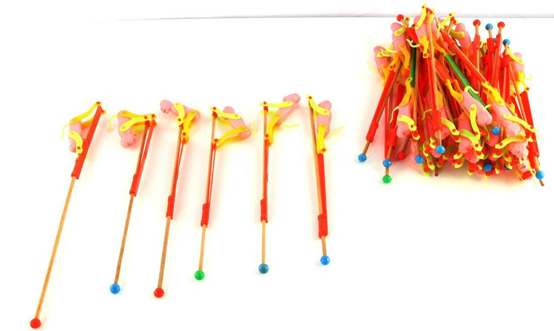 3 DOZEN NEW OLD STOCK STICK MONKEY TOY: Lot of 3 dozen acrobatic monkey toys. Circa 1960's, stamped on red Empire Made, made in Hong Kong. In great original condition.