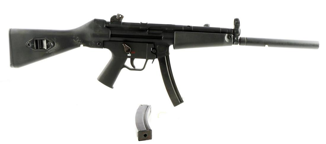 BOBCAT WEAPONS MP5 9MM CARBINE FAUX SUPRESSOR: Bobcat Weapons BW5 9mm carbine MP5 copy with faux suppressor in good condition. Barrel features a clear but dark bore. Action is very smooth, and functions without issue. Metal finish in good conditio