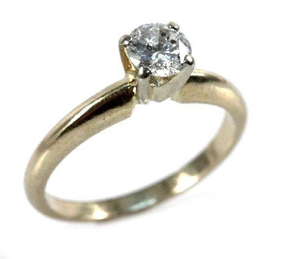 14K YELLOW GOLD DIAMOND SOLITAIRE 0.5 CT: Ladies 14K yellow gold diamond solitaire 0.65 ct, size 6. Size: 6 Weight: 2.6 Condition: very good