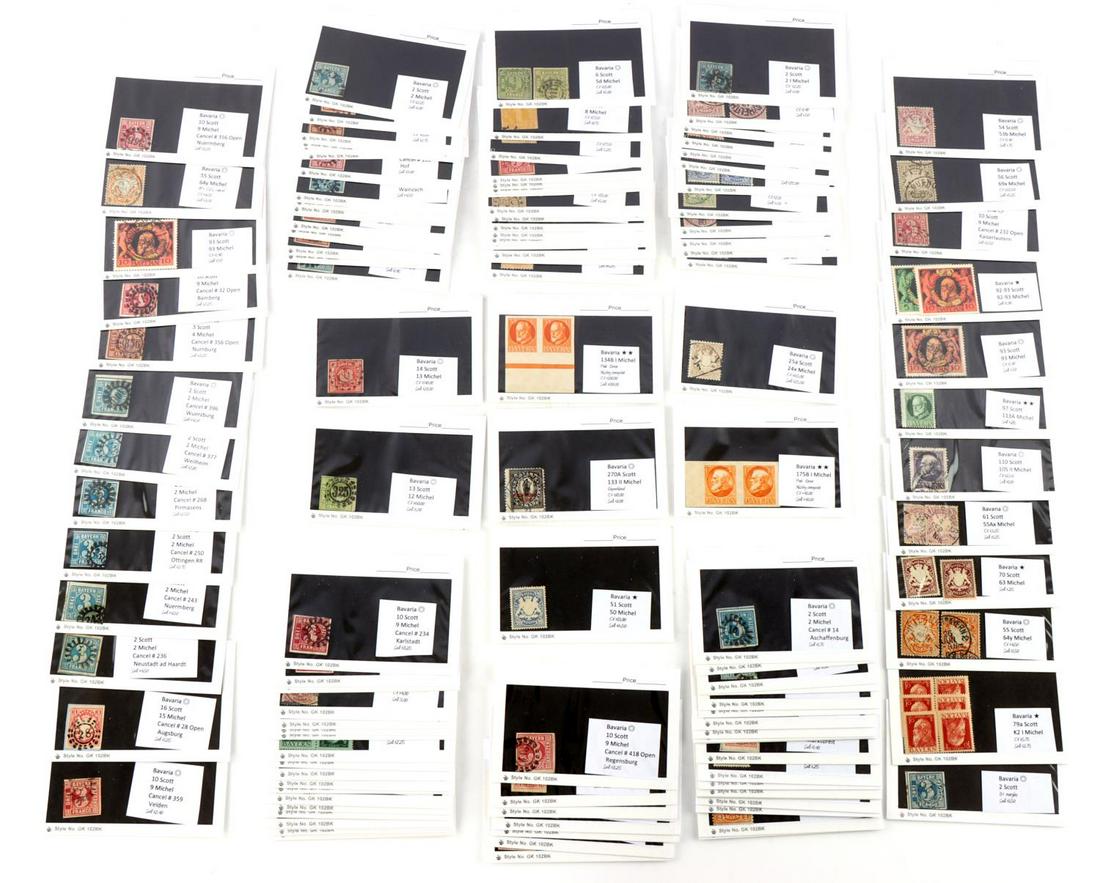 BAVARIA STAMP LOT SCOTT ID 2 TO 270 CV/SV $1208: Each stamp is categorized by a Scotts Collector Value and/or a Sell Value along with a Catalog No. Collection has cancelled and uncancelled throughout. This lot includes BAVARIA 2 to 270A , Scott's CV
