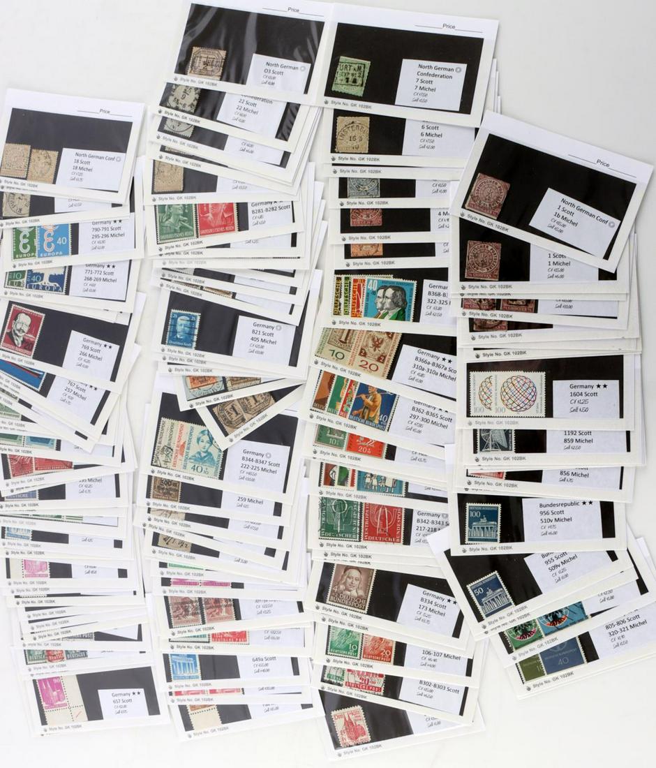 GERMANY AND NG FEDERATION STAMP LOT VALUE $1454: Each stamp is categorized by a Michel and/or a Scotts Collector Value and/or Sell Value along with a Catalog No. Collection has cancelled and uncancelled throughout. This lot includes GERMANY and NORT