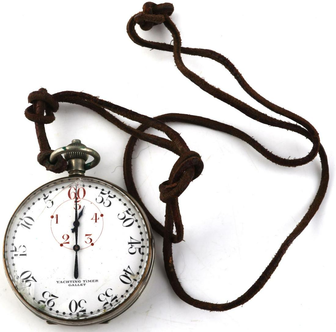 ANTIQUE GALLET YACHTING TIMER: Gallet & co . movement, it works but is not connecting to hands, glass is cracked, 67 mm face.