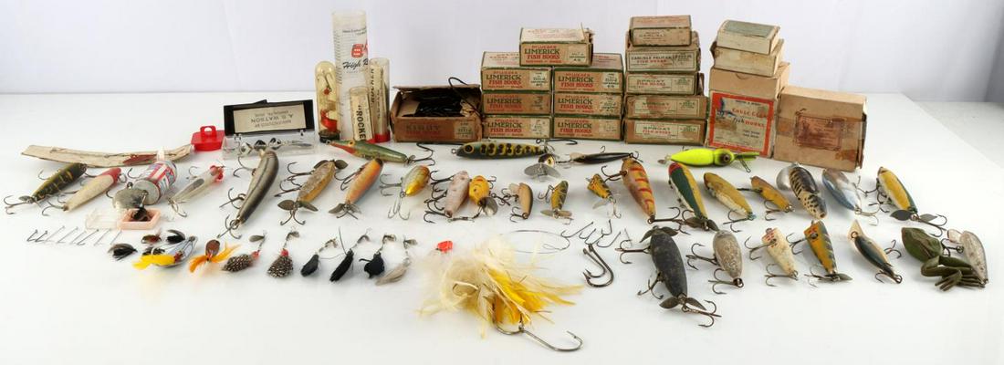 NEW OLD STOCK PFLUEGER HOOKS & LURES: New old stock hooks, unsearched lures, wood and others.