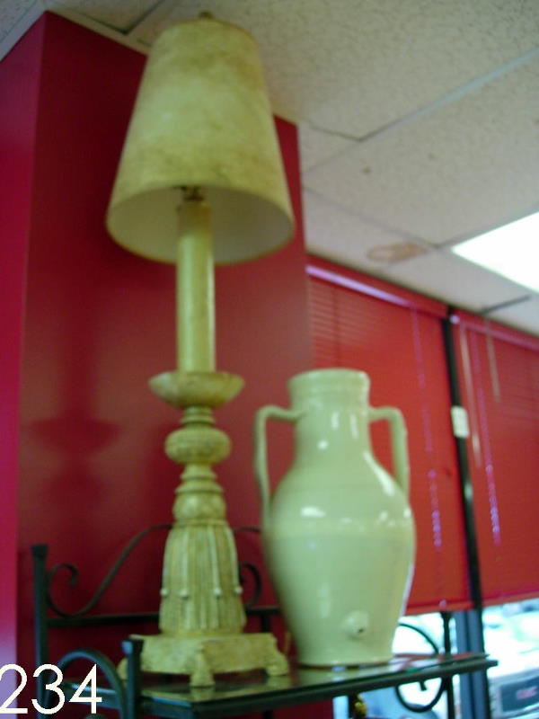 MODERN TABLE LAMP & URN VASE TALL ANTIQUED WHITE L: MODERN TABLE LAMP & URN VASE TALL ANTIQUED WHITE LAMP W SHADE & URN WATER DISPENSER VASE