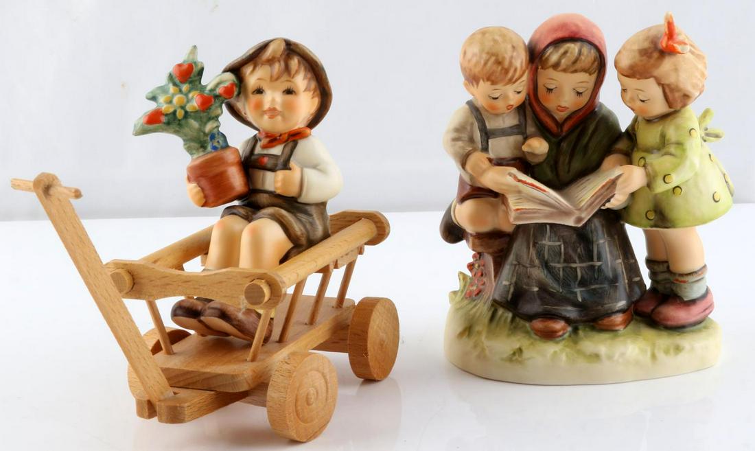 LOT OF 2 HUMMEL PORCELAINE FIGURINE HUM 458 699: Lot of 2 Hummels both in original boxes with no damage. Lot includes Hum 458 (Storybook Time) and Hum 699 (Love in Bloom). No damage to figurines.