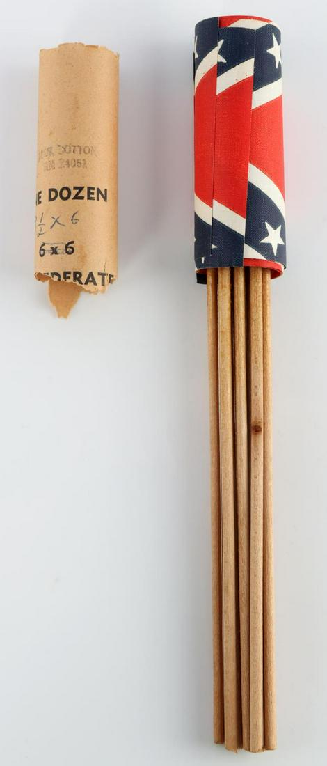 CONFEDERATE STATES CSA STICK FLAG BUNDLE OF 12: 12 previously sealed CSA stick flag bundle. Flags are still bundled prior to unwrapping. Very good condition.