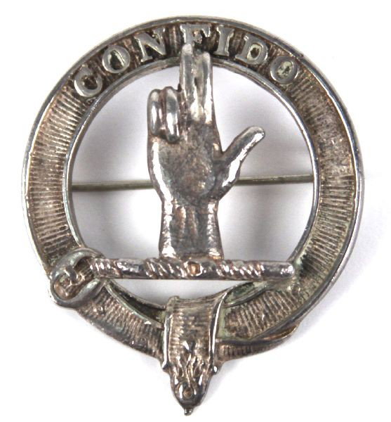 GLASGOW SCOTLAND HALLMARK SILVER CLAN CREST BADGE: A 1938 Glasgow Hallmark silver Boyd Clan Crest badge, maker mark surmounts hallmark, weight is 20 grams troy. Condition: excellent