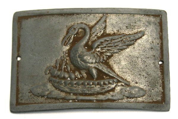 CONFEDERATE STATES LOUISIANA BELT BUCKLE: A well portrayed dug Louisiana Light Artillery 5th Battery 1862 CSA inscribed reverse belt buckle, presumed reproduction, but an excellent re enactors piece.