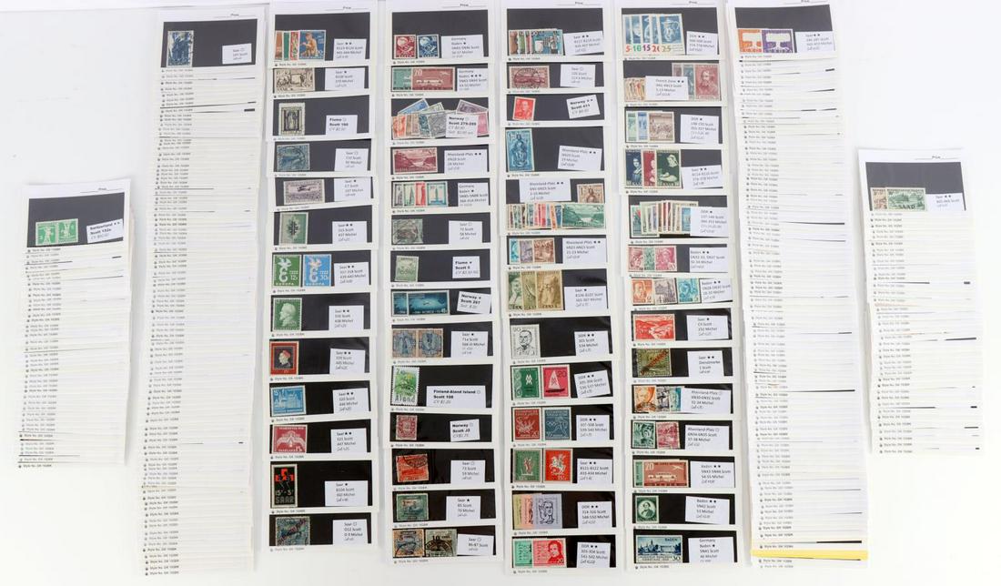 INTERNATIONAL & GERMAN STATE STAMP LOT VALUE $2319: Each stamp is categorized by a Scotts or Michel Collector Value and/or a Sell Value along with a Catalog No. The Collection has cancelled and uncancelled throughout and has been well cared. Some inter