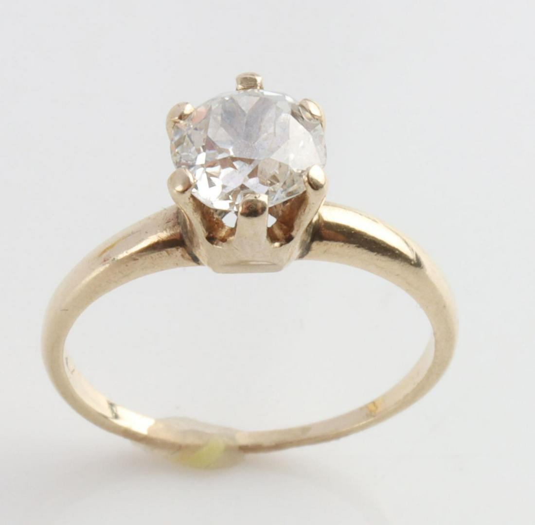 .86 CARAT SOLITAIRE DIAMOND SET IN 14K GOLD RING: Diamond measures 5.67mm X 3.16mm. SI1 clarity, G-J color, and 6 prong setting. Minor chip at the girdle. Shank marked 14KT. Acid tested and electronically tested. Size 5 1/2. This lot has a reserve.