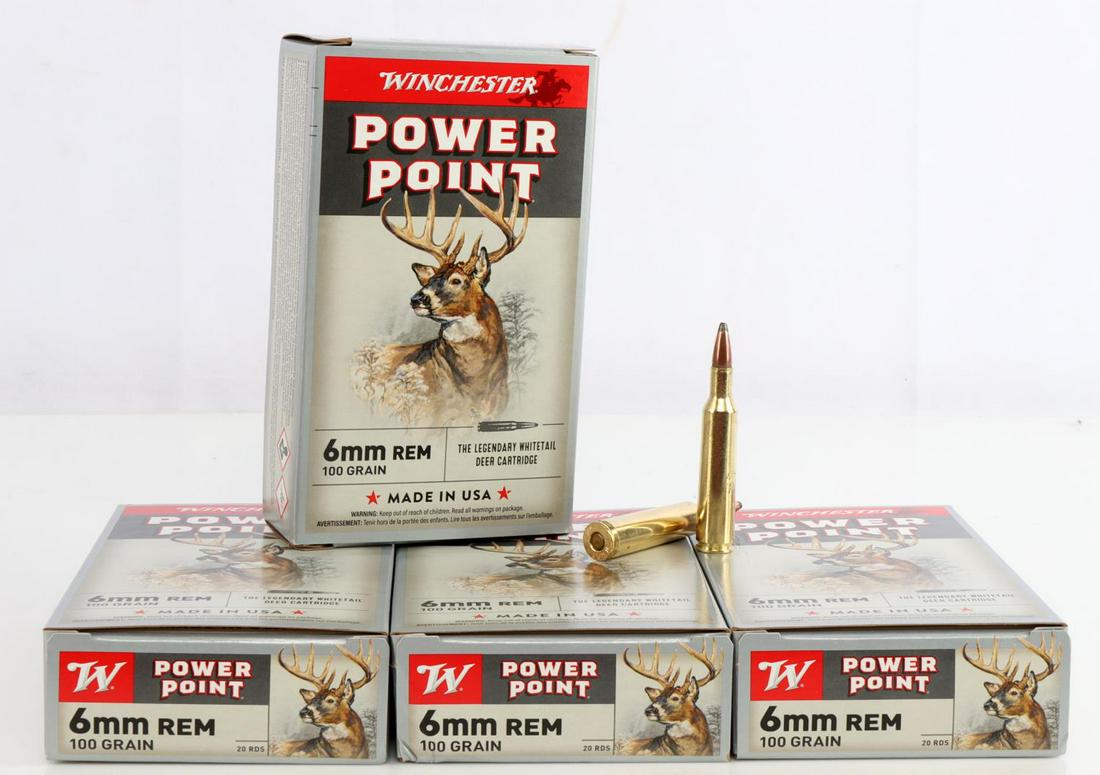 80 ROUNDS 6MM 100 GR WINCHESTER AMMUNITION: 4 20 Round boxes