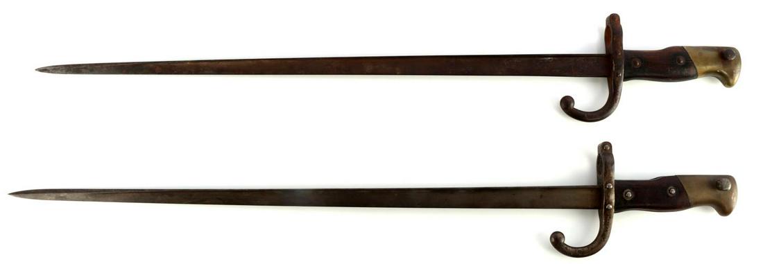 1875 & 1880 FRENCH REPUBLIC BAYONET LOT OF 2: 1880 Manufacture dâ€™Armes de Saint Ã‰tienne has a total length of 25 3/8 inches and the 1875 Manufacture dâ€™Armes de Chatellerault has a total length of 25 3/8 inches. Inspection marks 