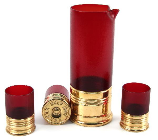 MAGNUM XX SHOTGUN SHELL WHISKEY DECANTER & GLASSES