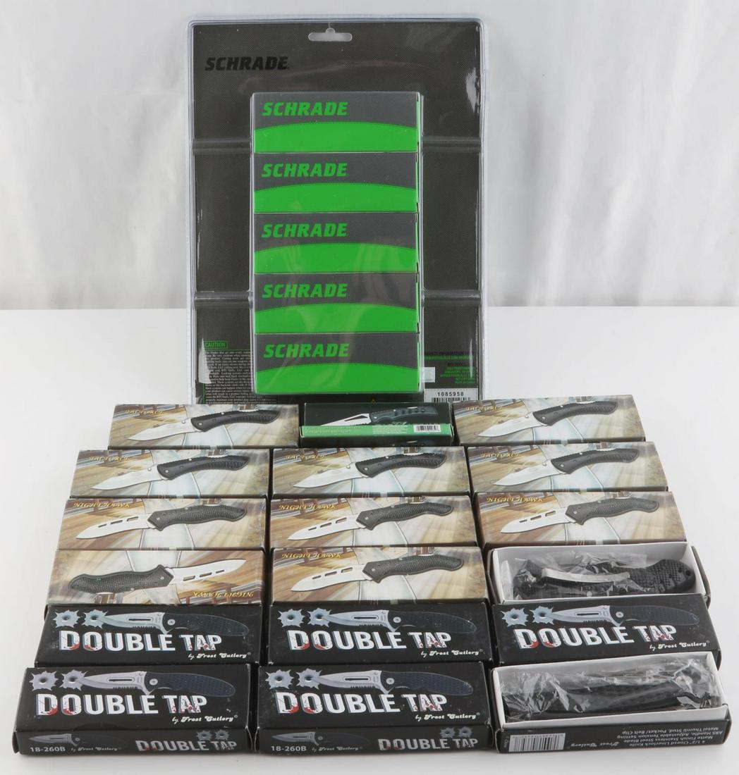 21 FROST CUTLERY SCHRADE NEW IN BOX KNIFE LOT: All new in box, as photographed.