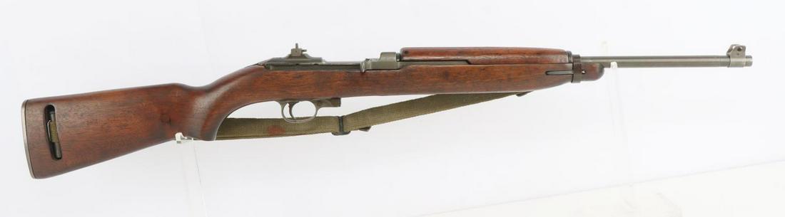 WWII US M1 CARBINE .30 CAL STANDARD PRODUCTS RIFLE: WWII 1st Model US M1 Carbine .30 caliber semi-automatic rifle made by Standard Products. Bright and clear bore. 18 inch barrel. 1st Model rear sight leaf or flip L-type sight for 100 and 300 yards. Ma