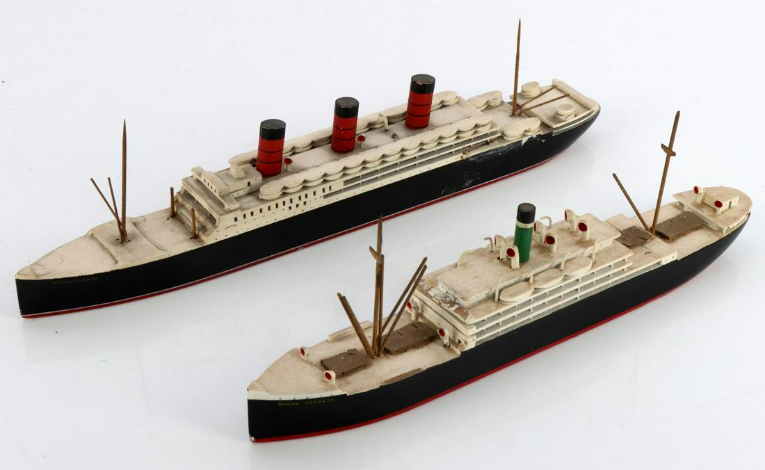 2 VAN RYPER SHIP MODEL BERENGARIA & SANTA CECELIA: The Berengaria is missing a vent and 4 antennae, the Santa Cecilia, is as photographed, both are dusty bur cleanable.