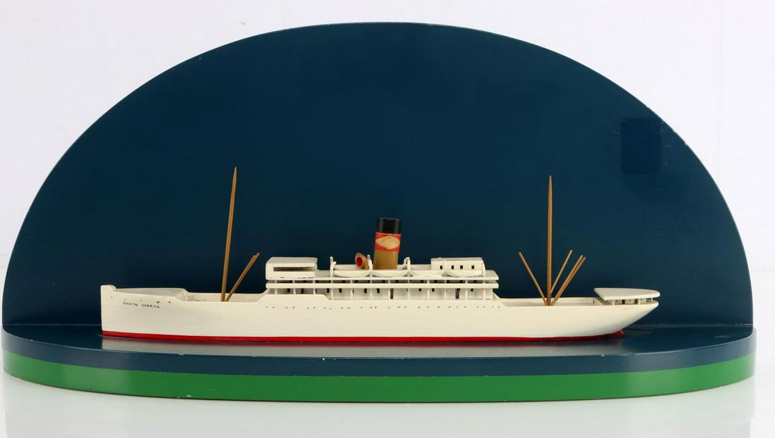 VAN RYPER SHIP MODEL SANTA MARIA ON STAND: Very good original condition, ship measures 8 1/2 inches.