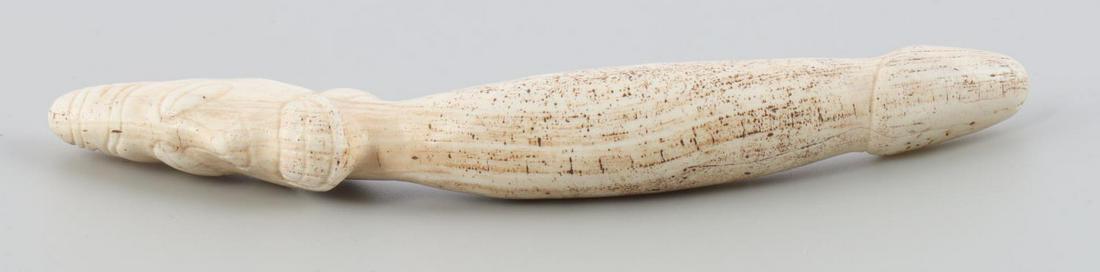 TAINO ANTHROPIC FERTILITY FID IN PHALLUS SHAPE: Taino Anthropic Fertility fid phallus shaped. Fids were used to pierce young maidens after their first period, making them accessible for sexual contact. Nicely carved head tops the penis shaft. Subje