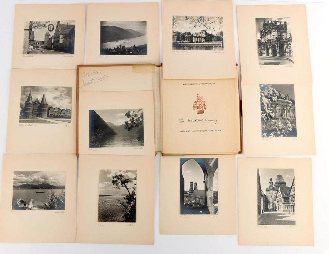 MAX BAUR SIGNED SILVER GELATIN PRINTS OF GERMANY: 1950's collection of 15 hand signed Gelatin Silver prints by Max Baur. Titled Lichtbildstudien Von Max Baur Das Schoene Deutschland, the beautiful Germany feature his hand notated landscape, and archi