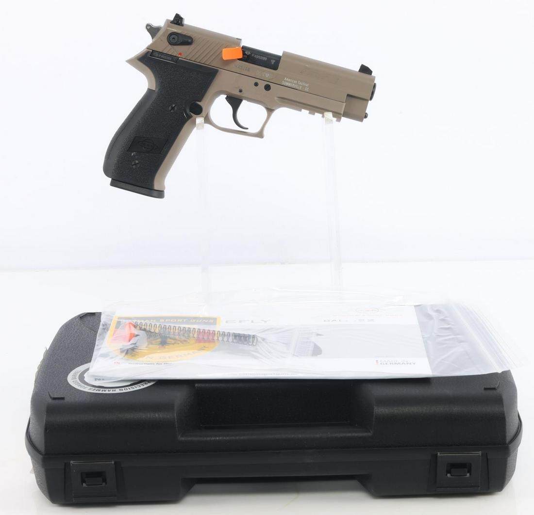 NIB GSG FIREFLY 22LR SEMI AUTO HANDGUN: New in box. Weighs 24.6 oz. Overall length of 7.2 inches. FFL required for transfer. No international shipping. Know your state laws prior to bidding. Caliber: 22 lr Serial #: F493399 This lot has a r