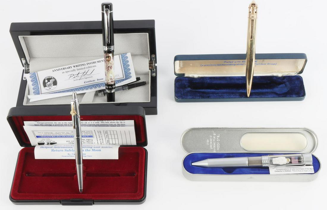 FISHER SPACE PENCILITER APOLLO 11 MOON DUST PENS: Simulated Moon Dust by NASA, original box Ronson Penciliter, Space Shuttle Space pen by Fisher, and Apollo 11 fountain pen
