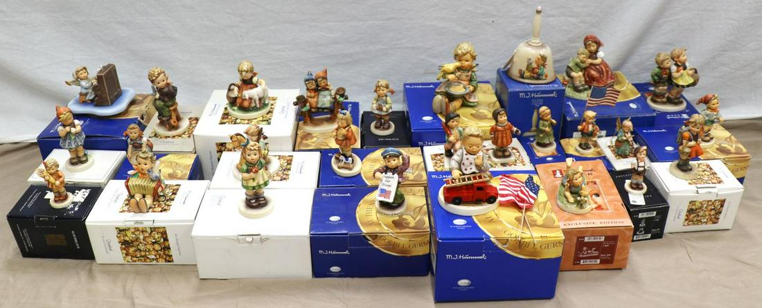 LARGE 27 HUMMELS LOT BOXED PORCELAIN FIGURINES: 27 in total. All boxed. Small to large sizes. As photographed.