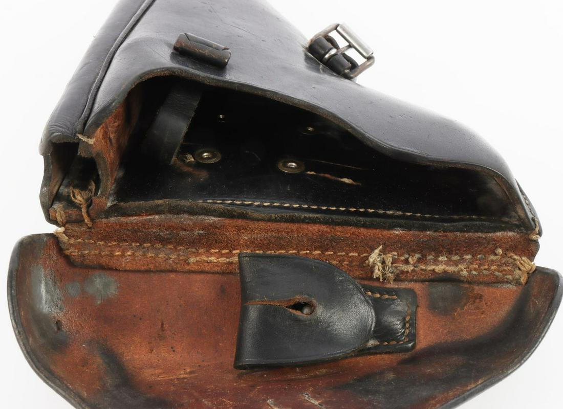 WWII GERMAN REICH 1936 PO8 LUGER LEATHER HOLSTER: Good overall condition. take-down tool included. Marked "1936" with partially illegible maker's mark on reverse.