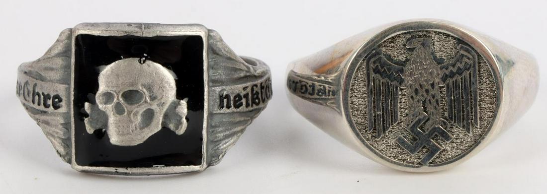 WWII GERMAN THIRD REICH SS HIMMLER HONOR RING: Size 13. Very good condition. Zinc construction. Unauthenticated, sold as is.