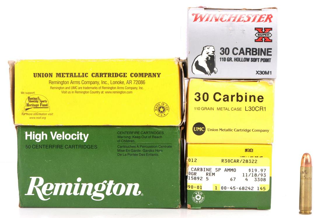 230 ROUNDS OF REMINGTON WIN 30 CARBINE AMMO: 230 rounds 30 carbine 110 gr. In very good condition.