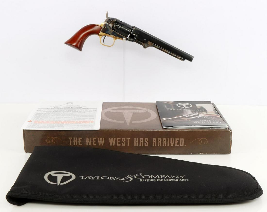 TAYLORS & COMPANY 1862 POCKET NAVY REVOLVER: Modern 1:1 reproduction. Barrel measures 6 1/2 inches long. Weapon appears to have never been fired. In original wrap and original box with soft case. Non-FFL. No international shipping. Know your sta